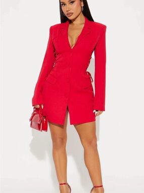Fashion Nova | Dresses | Fashion Nova Red Ruched Long Sleeve Bodycon Dress  | Poshmark